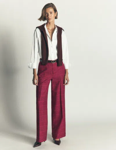 Boden Women's Belgravia Wool Blend Trousers In Pink | Size 4 In Multi