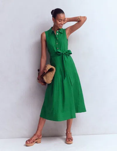Boden Women's Belinda Linen Shirt Dress In Green | Size 22