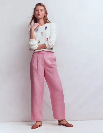 Boden Women's Bloomsbury Linen Pants In Pink | Size 20/22