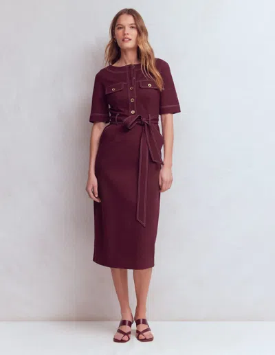 Boden Women's Bria Ponte Midi Dress In Purple | Size 10 In Burgundy