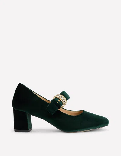 Boden Women's Buckle Strap Block Heels In Green | Size 36