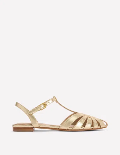 Boden Women's Caged Flat Sandal In Metallic | Size 38 In Gold