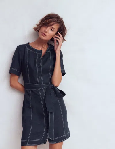 Boden Women's Callie Linen Short Dress In Blue | Size 12