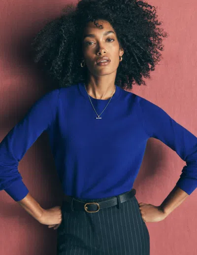 Boden Women's Camilla Cotton Crew Jumper In Blue | Size Xs