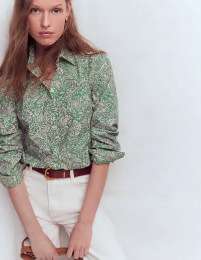 Boden Women's Cara Cotton Shirt In Green | Size 22