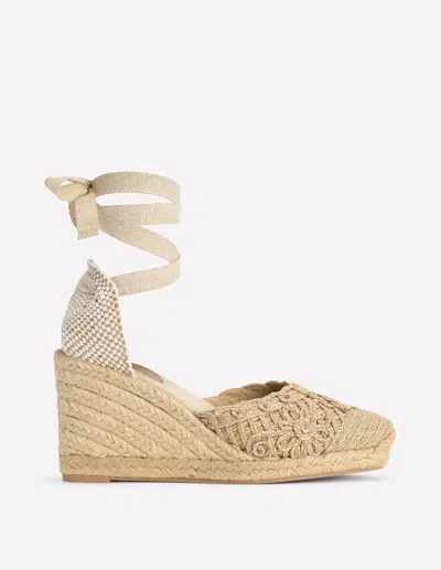 Boden Women's Cassie High Wedge Espadrille In Natural | Size 42 In Brown