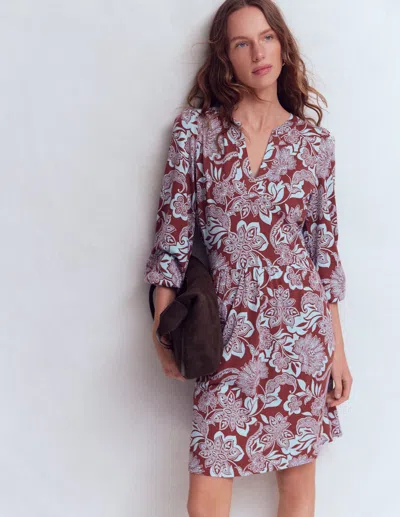 Boden Women's Cathy Notch Neck Jersey Dress In Brown | Size 22 In Burgundy