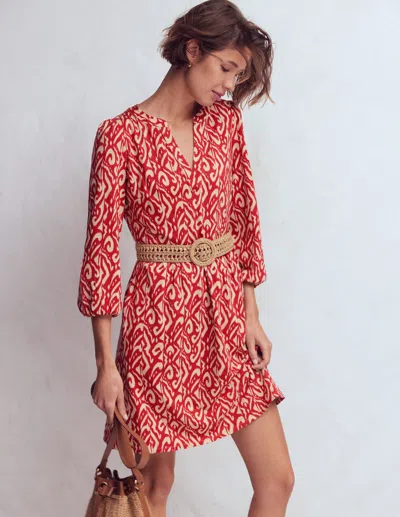 Boden Women's Cathy Notch Neck Jersey Dress In Red | Size 22