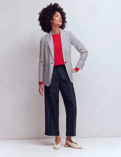 Boden Women's Chiswick Crop Linen Pants In Blue | Size 20/22