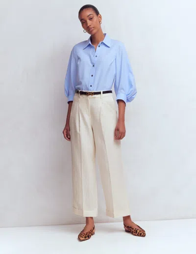 Boden Women's Chiswick Crop Linen Trousers In White | Size 20 In Neutral