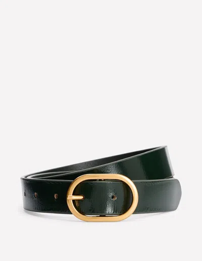 Boden Women's Classic Leather Belt In Green | Size Xs