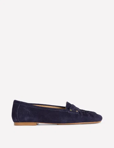 Boden Women's Classic Penny Loafers In Blue | Size 42