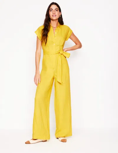 Boden Women's Colette Linen Jumpsuit In Yellow | Size 12