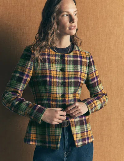 Boden Women's Collarless Wool Blend Blazer In Yellow | Size 4 In Multi