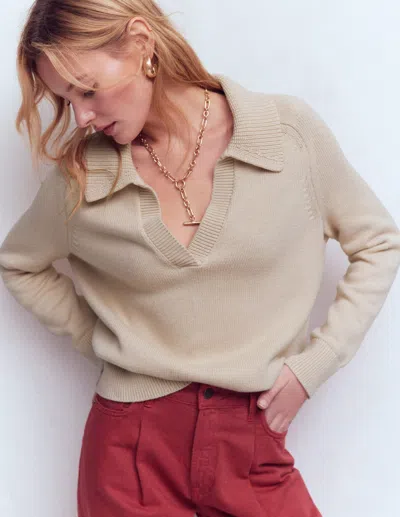 Boden Women's Cotton Henley Sweater In Natural | Size Xl In Neutral