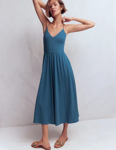 Boden Women's Cross Back Jersey Dress In Blue | Size 20