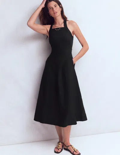 Boden Women's Cross-back Linen Blend Dress In Black | Size 18