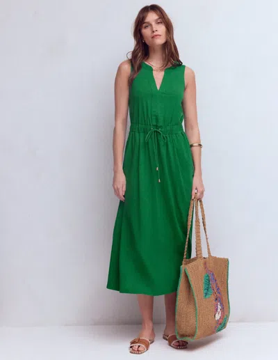 Boden Women's Delphine Midi Jersey Dress In Green | Size 16