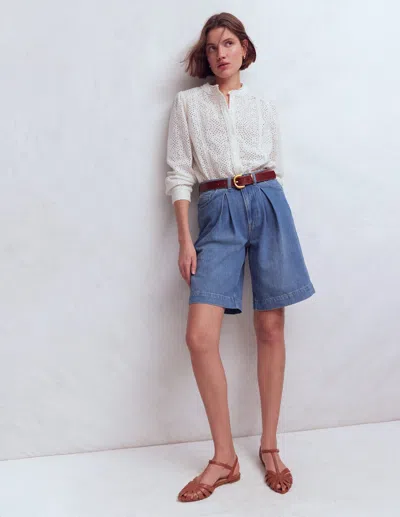 Boden Women's Denim Bermuda Short In Blue | Size 16/18