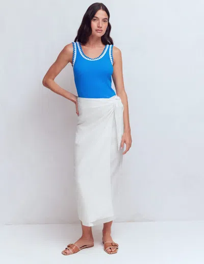 Boden Women's Dimitra Linen Column Skirt In White | Size 22 In Blue