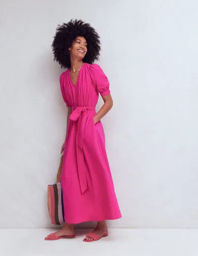 Boden Women's Double Cloth Puff Sleeve Dress In Pink | Size 22