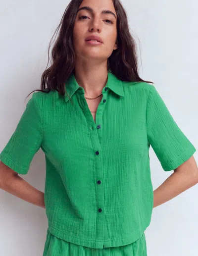 Boden Women's Double Cloth Shirt In Green | Size 20 In Multi