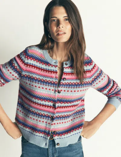 Boden Women's Edie Fair Isle Cardigan In Blue | Size Xs In Gray