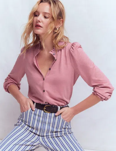 Boden Women's Effie Smocked Detail Shirt In Pink | Size 20/22