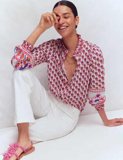 Boden Women's Effie Smocked Detail Shirt | Size 20 In Multi