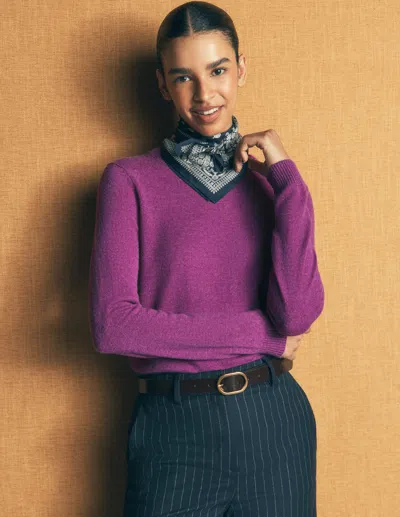 Boden Women's Elsie Cashmere Crew Jumper In Purple | Size Xs