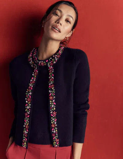 Boden Women's Embellished Knit Cardigan In Blue | Size Xs