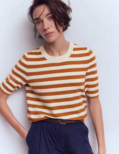 Boden Women's Emilia Cotton Crew T-shirt In Brown | Size Small