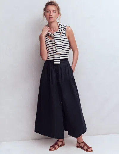 Boden Women's Emma Linen Skirt In Blue | Size 20/22