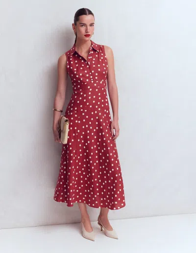 Boden Women's Erma Drop Waist Linen Dress In Red | Size 22