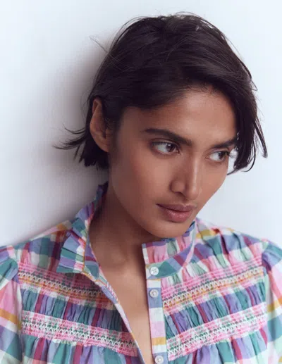 Boden Women's Esme Smocked Detail Frill Top | Size 20/22 In Multi