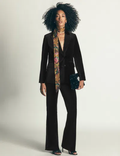 Boden Women's Flare Velvet Trousers In Black | Size 4