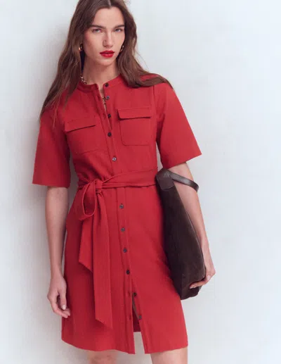 Boden Women's Front Pocket Ponte Dress In Red | Size 18