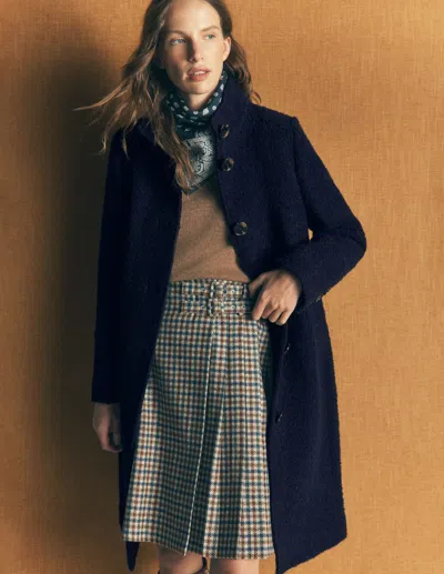 Boden Women's Funnel Neck Wool Coat In Blue | Size 4