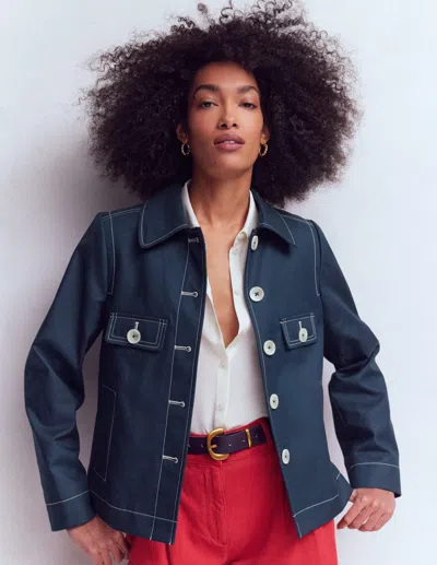 Boden Women's Gloucester Mac In Blue | Size 16/18