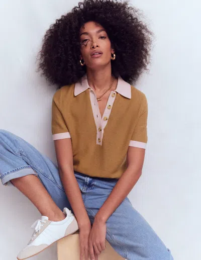 Boden Women's Grace Colour Block T-shirt In Brown | Size Medium