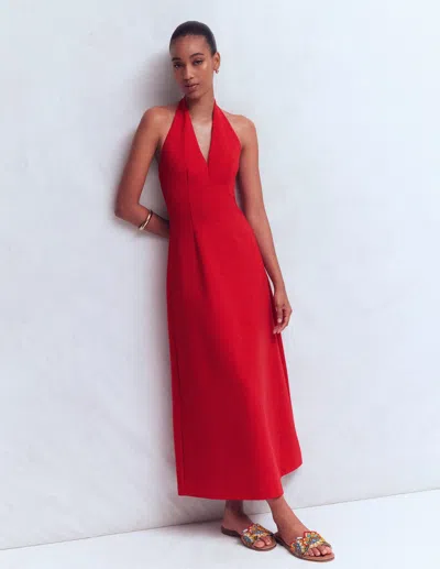 Boden Women's Halter Neck Jersey Maxi Dress In Red | Size 22