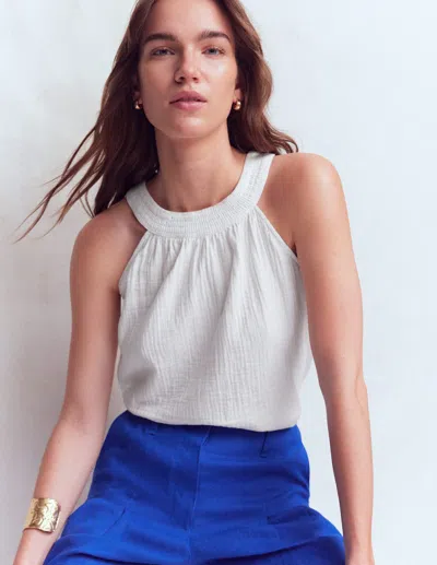 Boden Women's Halter-neck Double Cloth Top In White | Size 22