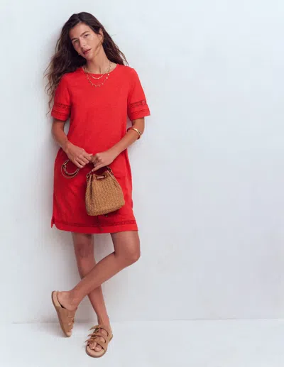 Boden Women's Hattie Jersey T-shirt Dress In Red | Size 16/18