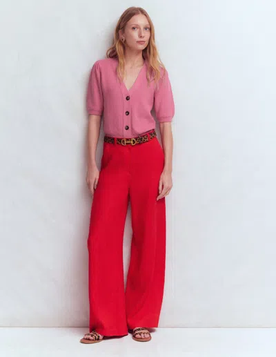 Boden Women's Hayley Cotton V-neck Cardigan In Pink | Size Large