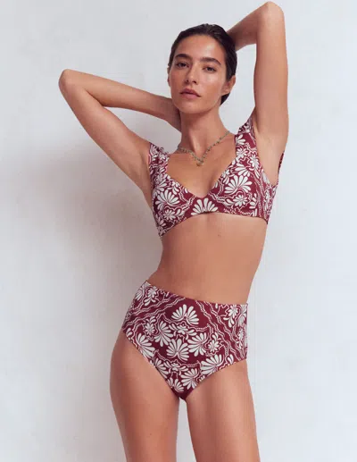 Boden Women's High Waisted Bikini Bottoms In Red | Size 20