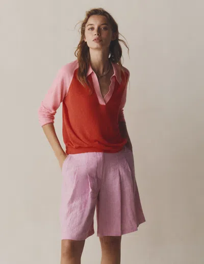 Boden Women's Highbury Pleated Linen Shorts In Pink | Size 16/18