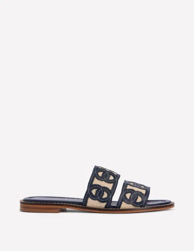 Boden Women's Interlocked Flat Sandal In Blue | Size 42