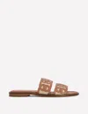 Boden Women's Interlocked Flat Sandal In Brown | Size 42 In Brown