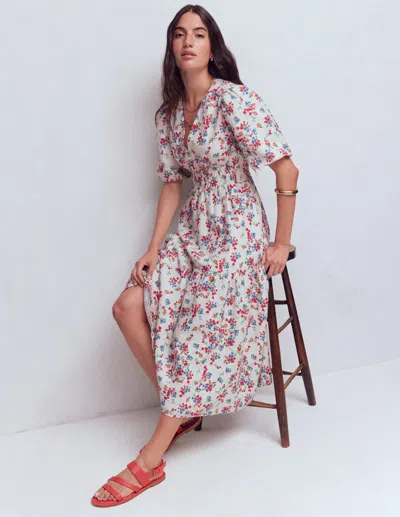 Boden Women's Irene Linen Midi Dress In White | Size 18