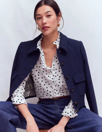 Boden Women's Isabel Ruffle Cotton Shirt In White | Size 12